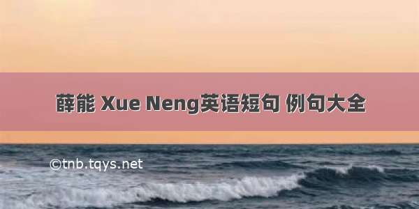 薛能 Xue Neng英语短句 例句大全