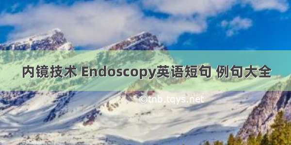 内镜技术 Endoscopy英语短句 例句大全
