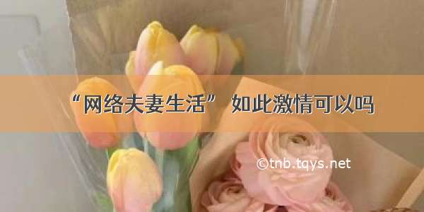 “网络夫妻生活” 如此激情可以吗