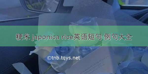 粳米 japonica rice英语短句 例句大全