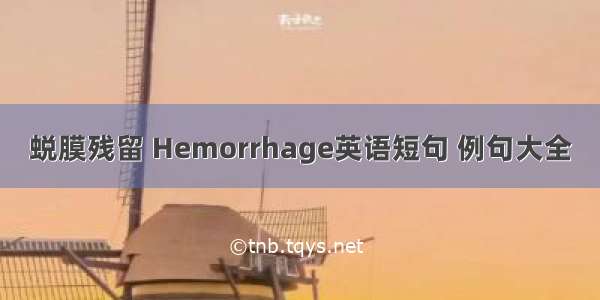 蜕膜残留 Hemorrhage英语短句 例句大全