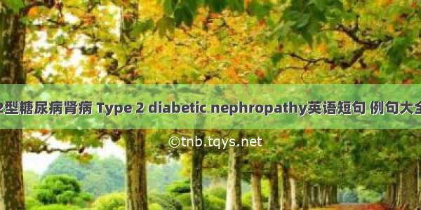 2型糖尿病肾病 Type 2 diabetic nephropathy英语短句 例句大全