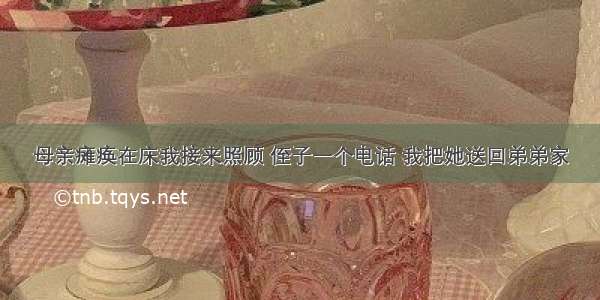 母亲瘫痪在床我接来照顾 侄子一个电话 我把她送回弟弟家