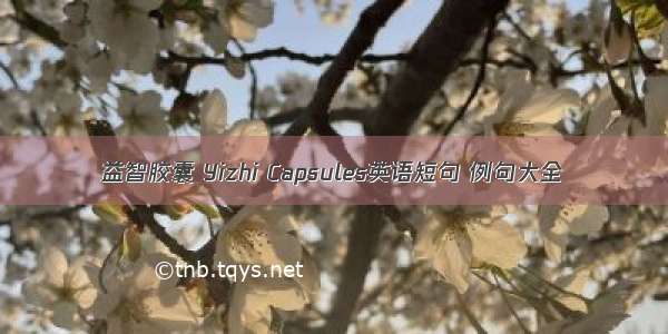 益智胶囊 Yizhi Capsules英语短句 例句大全