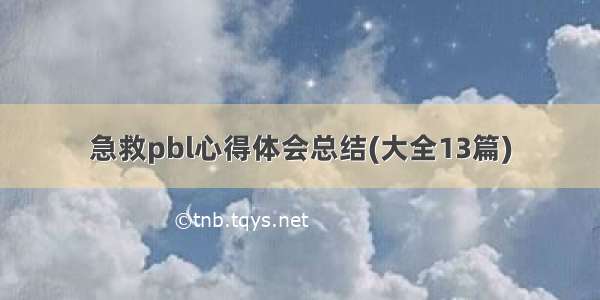 急救pbl心得体会总结(大全13篇)