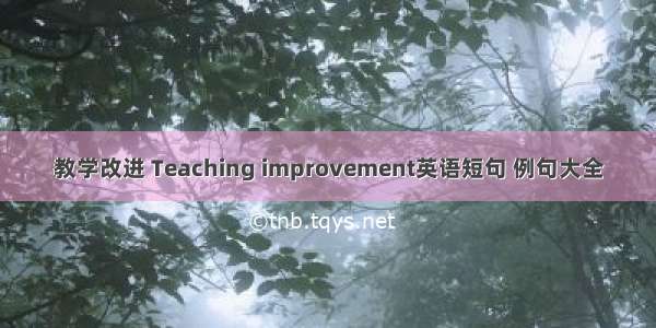 教学改进 Teaching improvement英语短句 例句大全