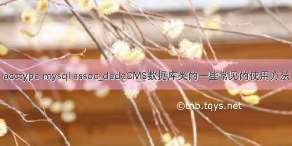 acctype mysql assoc_dedeCMS数据库类的一些常见的使用方法