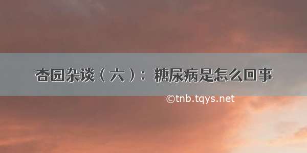 杏园杂谈（六）：糖尿病是怎么回事