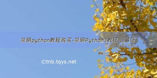 简明python教程购买-简明Python3教程 6.基础