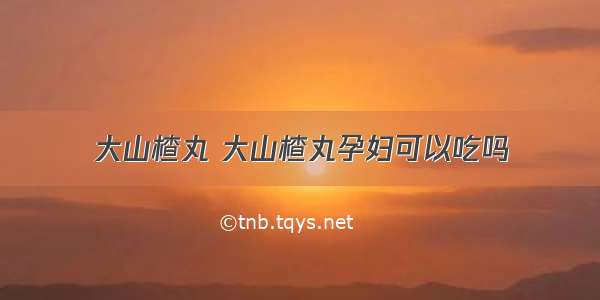 大山楂丸 大山楂丸孕妇可以吃吗