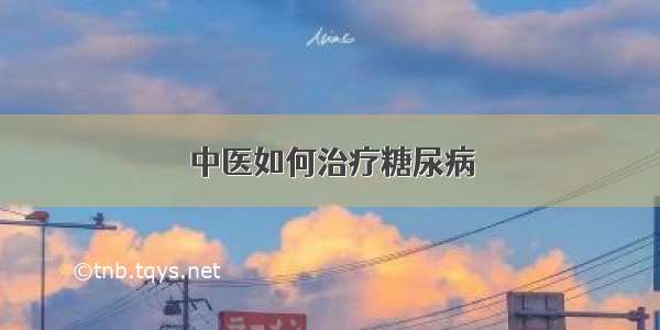 中医如何治疗糖尿病