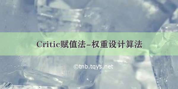 Critic赋值法-权重设计算法