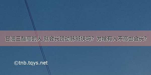 甘油三酯高的人 就会长颈动脉斑块吗？为啥有人不高也会长？