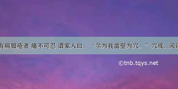 里中有病脚疮者 痛不可忍 谓家人曰：“尔为我凿壁为穴。”穴成...阅读答案