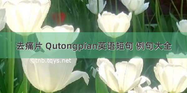 去痛片 Qutongpian英语短句 例句大全