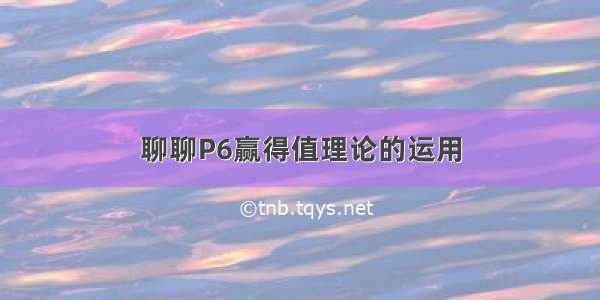 聊聊P6赢得值理论的运用