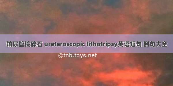 输尿管镜碎石 ureteroscopic lithotripsy英语短句 例句大全