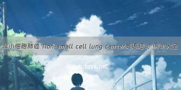 非小细胞肺癌 Non-small cell lung cancer英语短句 例句大全