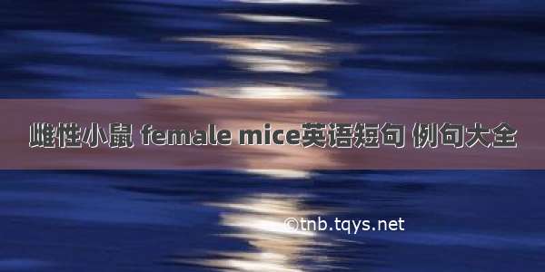 雌性小鼠 female mice英语短句 例句大全