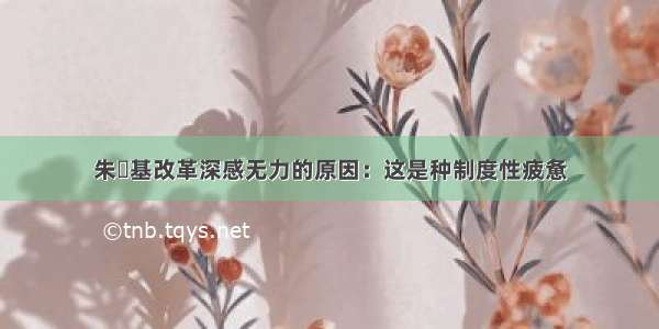 朱镕基改革深感无力的原因：这是种制度性疲惫