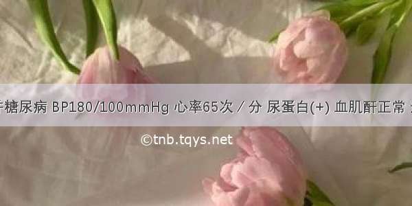 高血压合并糖尿病 BP180/100mmHg 心率65次／分 尿蛋白(+) 血肌酐正常 选用下列哪