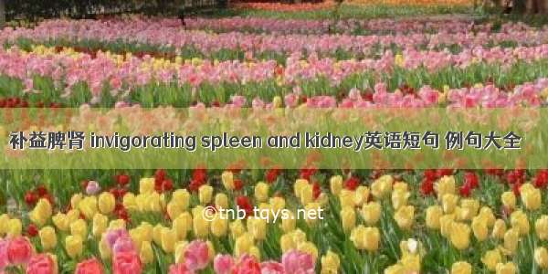 补益脾肾 invigorating spleen and kidney英语短句 例句大全