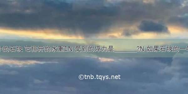 浸没在水中的石块 它排开的水重1N 受到的浮力是________?N 如果石块的一半体积浸入