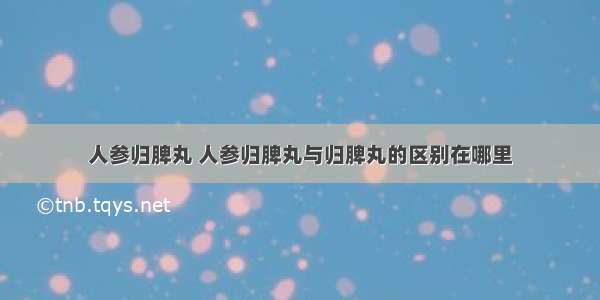 人参归脾丸 人参归脾丸与归脾丸的区别在哪里