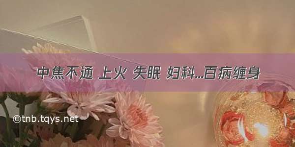 中焦不通 上火 失眠 妇科...百病缠身