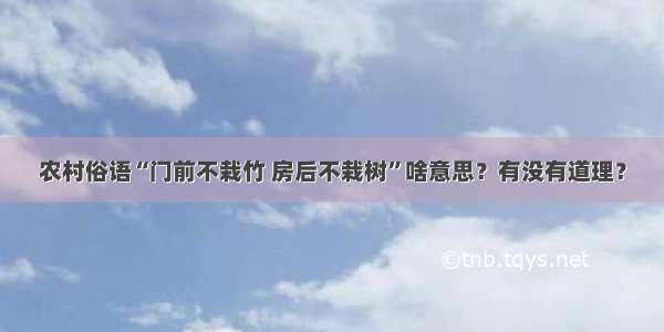 农村俗语“门前不栽竹 房后不栽树”啥意思？有没有道理？