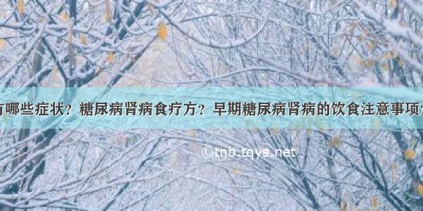 糖尿病肾病有哪些症状？糖尿病肾病食疗方？早期糖尿病肾病的饮食注意事项？糖尿病患者