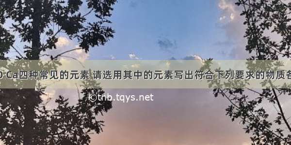 现有H C O Ca四种常见的元素 请选用其中的元素写出符合下列要求的物质各一种（用