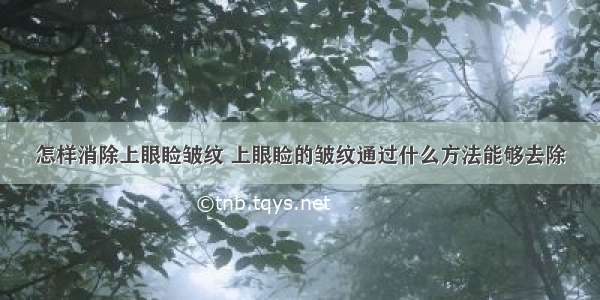 怎样消除上眼睑皱纹 上眼睑的皱纹通过什么方法能够去除