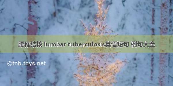 腰椎结核 lumbar tuberculosis英语短句 例句大全