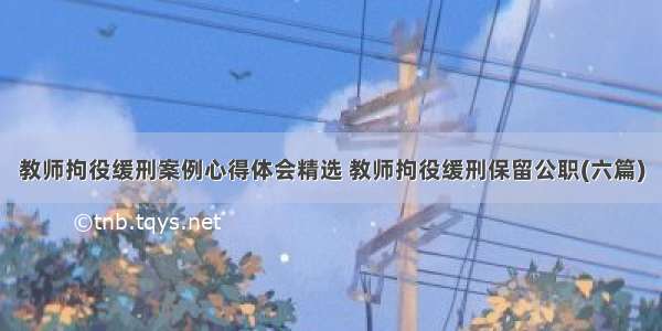 教师拘役缓刑案例心得体会精选 教师拘役缓刑保留公职(六篇)