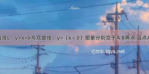 如图所示 直线L：y=x+b与双曲线：y=（k＜0）图象分别交于A B两点 且点A（m 1） B