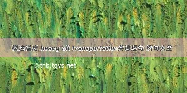 稠油输送 heavy oil transportation英语短句 例句大全