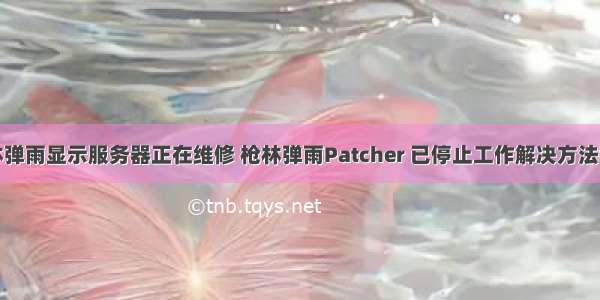 枪林弹雨显示服务器正在维修 枪林弹雨Patcher 已停止工作解决方法教程