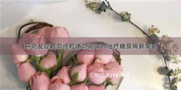 研究发现靶向线粒体功能调节治疗糖尿病新策略