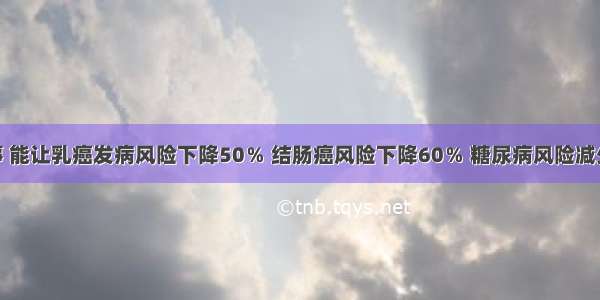 坚持这件事 能让乳癌发病风险下降50％ 结肠癌风险下降60％ 糖尿病风险减少58%……