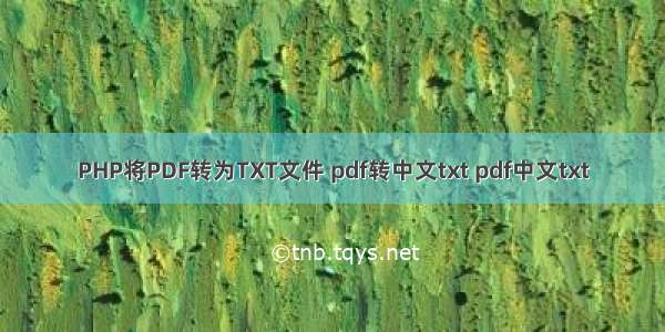 PHP将PDF转为TXT文件 pdf转中文txt pdf中文txt