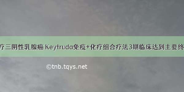 治疗三阴性乳腺癌 Keytruda免疫+化疗组合疗法3期临床达到主要终点