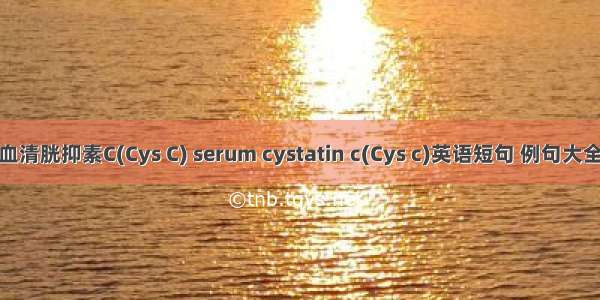 血清胱抑素C(Cys C) serum cystatin c(Cys c)英语短句 例句大全