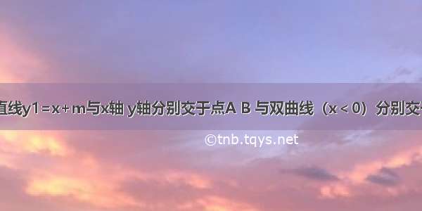 如图 已知直线y1=x+m与x轴 y轴分别交于点A B 与双曲线（x＜0）分别交于点C D 且