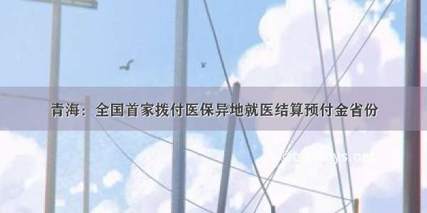 青海：全国首家拨付医保异地就医结算预付金省份