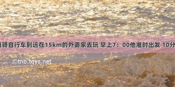 星期天 小勇骑自行车到远在15km的外婆家去玩 早上7：00他准时出发 10分行了全程的