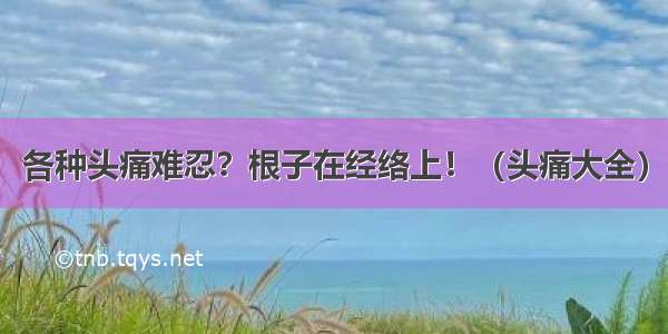 各种头痛难忍？根子在经络上！（头痛大全）