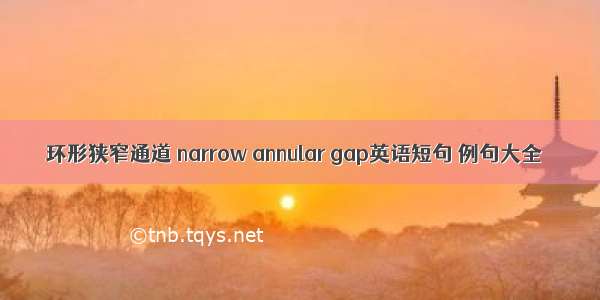 环形狭窄通道 narrow annular gap英语短句 例句大全