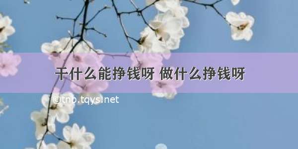 干什么能挣钱呀 做什么挣钱呀