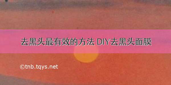 去黑头最有效的方法 DIY去黑头面膜